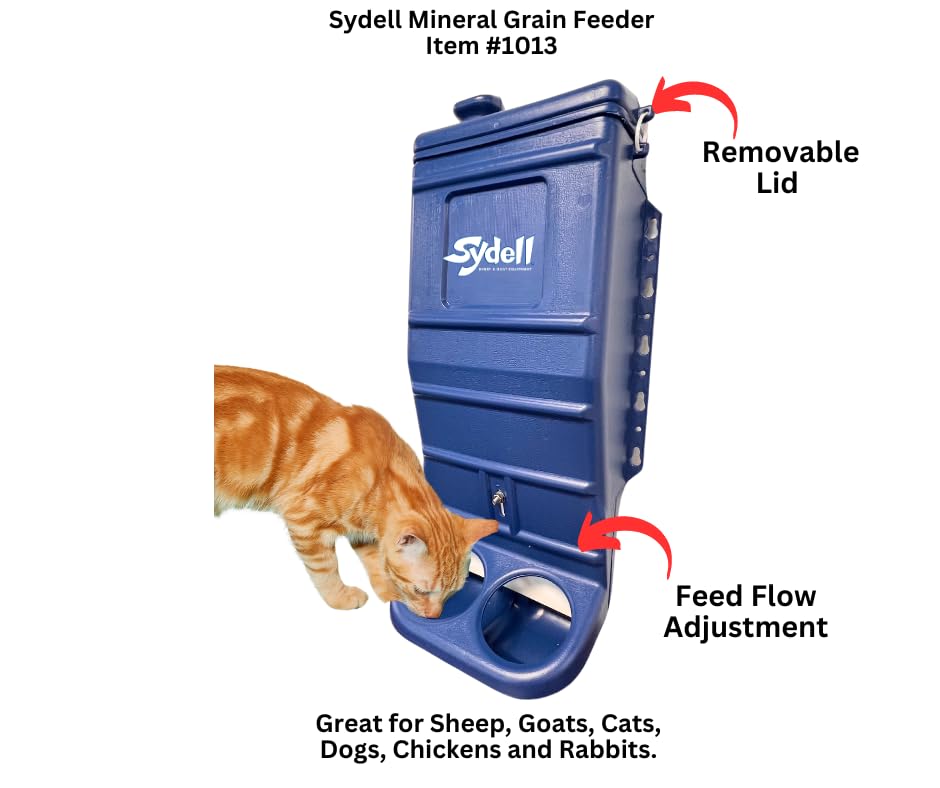 Sydell feeder with sheep feeding illustrating multiple-animal access