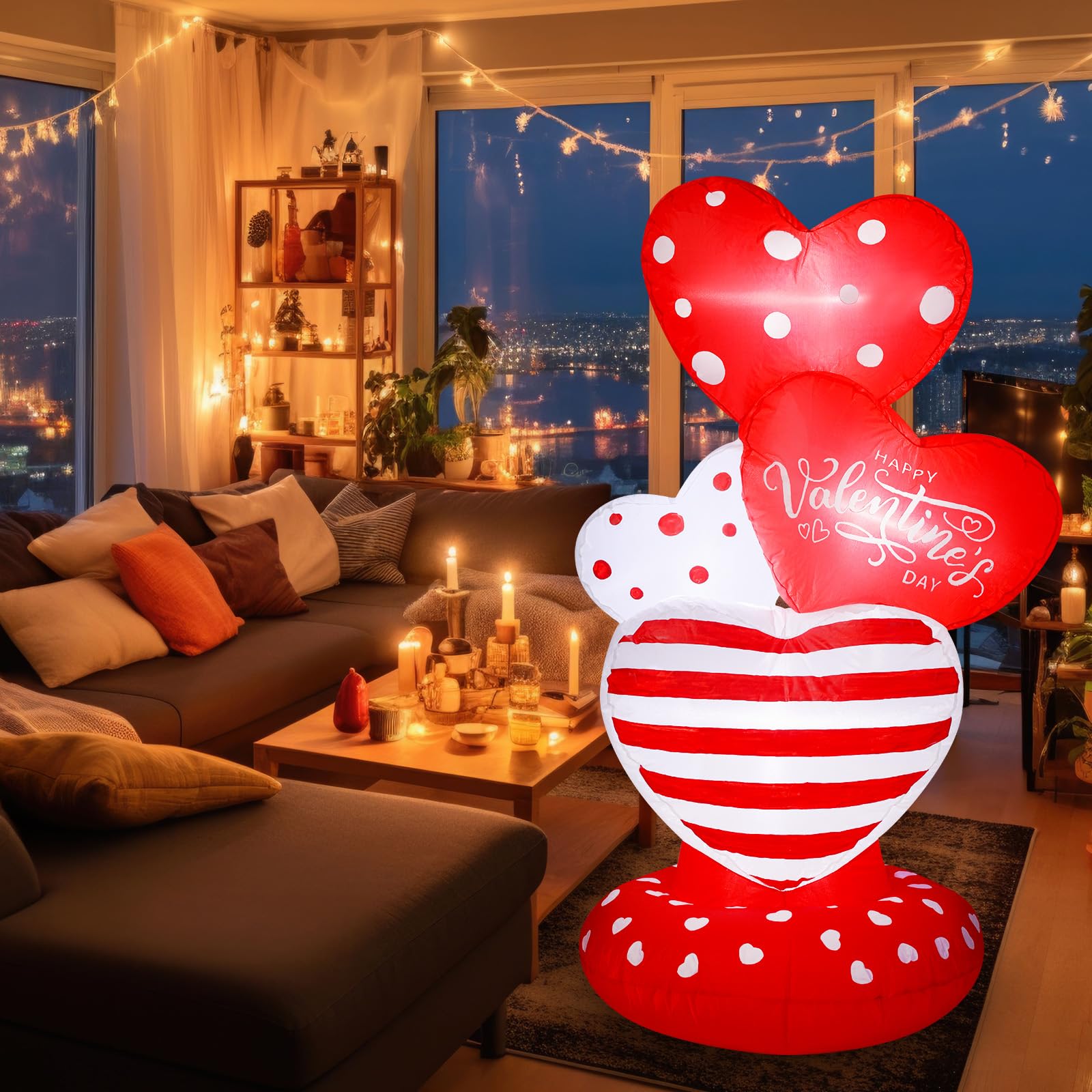 Syhood front view heart inflatable showing vibrant color and clear shape for curb appeal