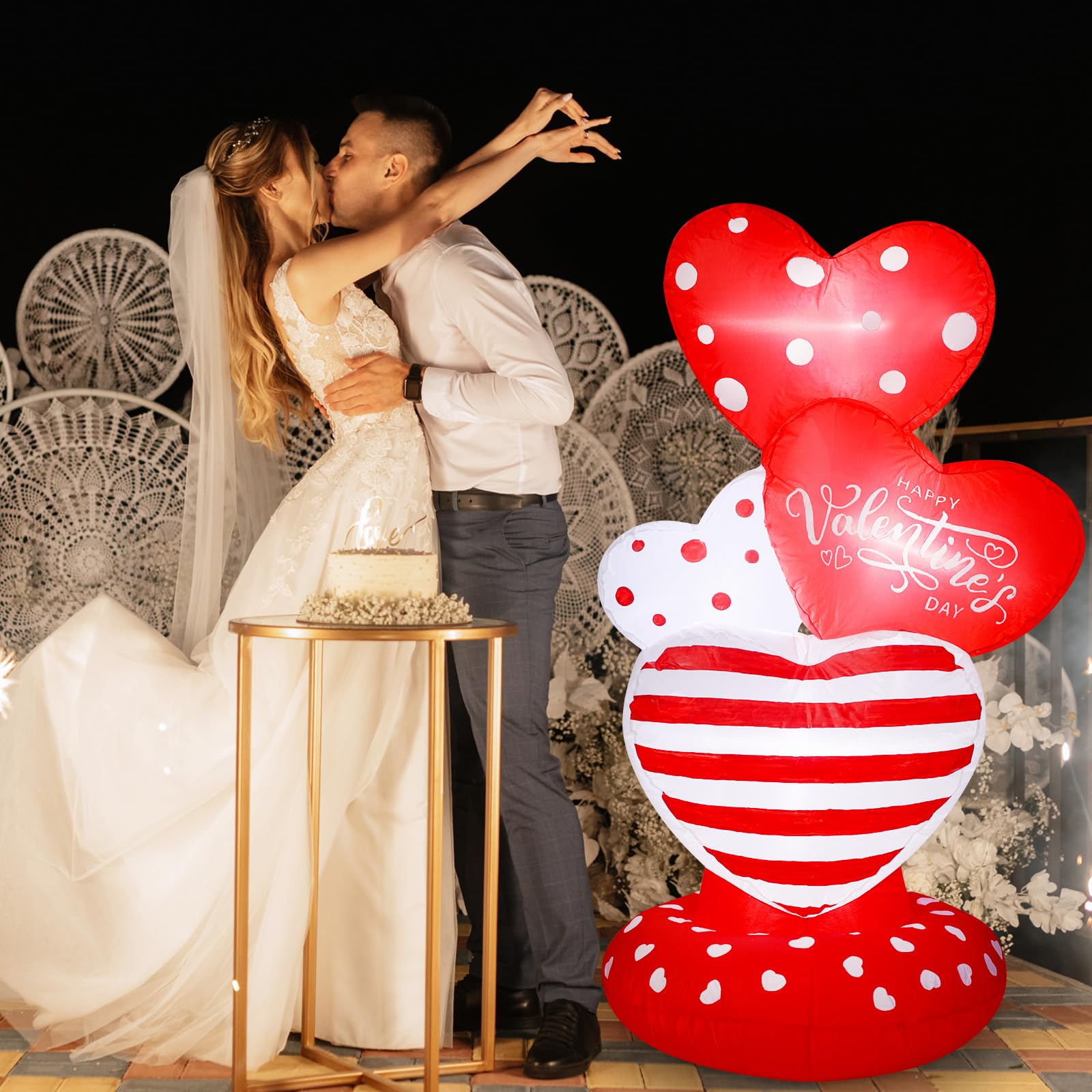 Syhood heart in a romantic table setting creating event atmosphere and photo backdrop