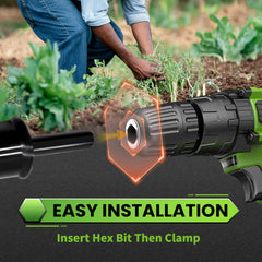SYITCUN auger attached to drill digging bulb hole for quicker, consistent planting