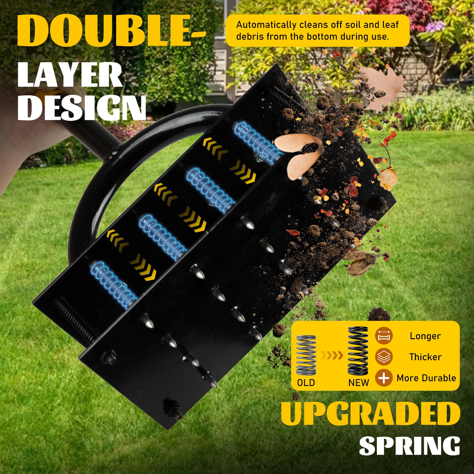 sykart dual-layer spring detail ensuring automatic soil ejection