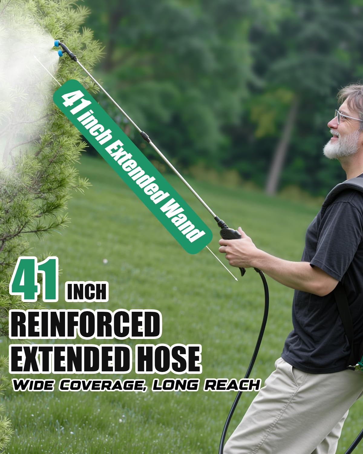 Sylsmart 41-inch wand and five nozzles displayed for versatile spray patterns
