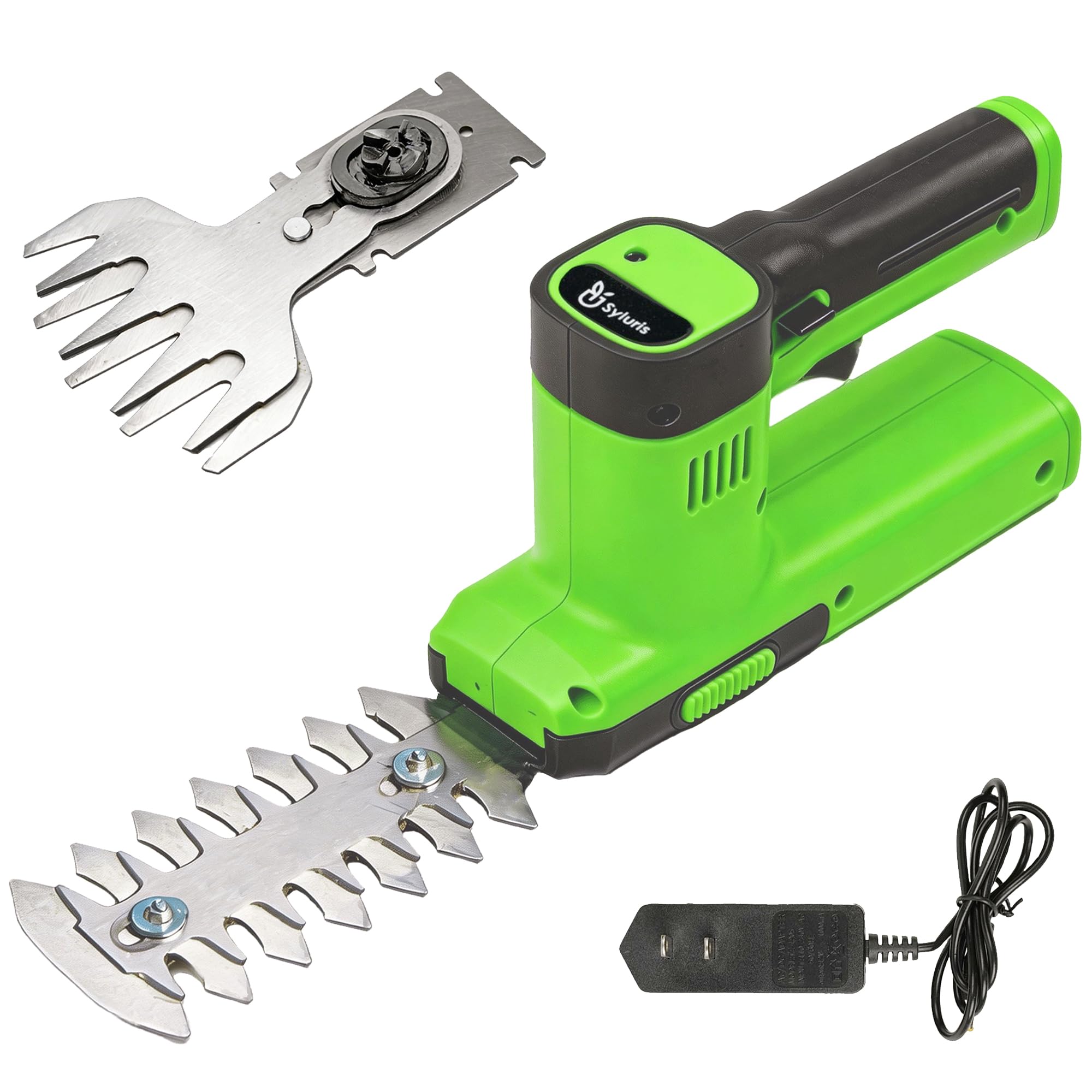 Syluris front view of cordless trimmer showing compact body and controls, easy handling