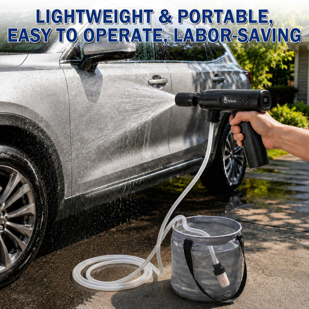 Syluris washing car illustrating effective grime removal and convenience benefit