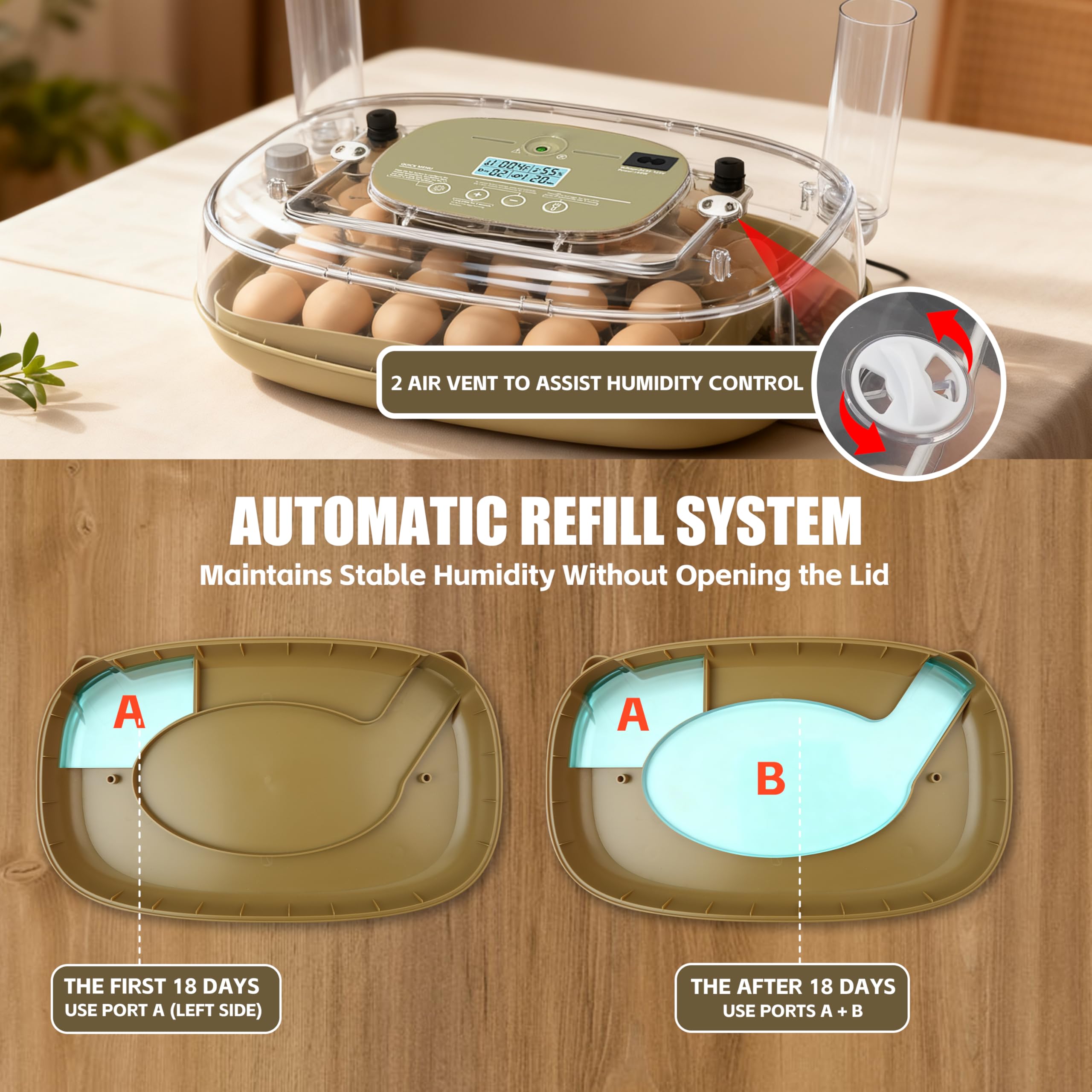 Syluris dual water inlets and ventilation knob for simple humidity control