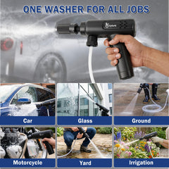 Syluris closeup of 5-in-1 nozzle highlighting adjustable spray versatility benefit