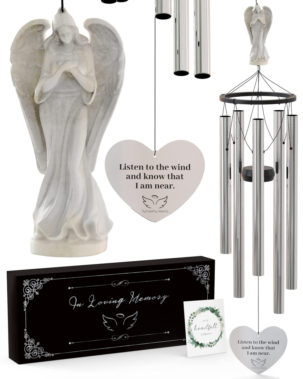 SYMPATHY HEARTS front packaging showing ready-to-gift memorial wind chimes benefit lasting keepsake