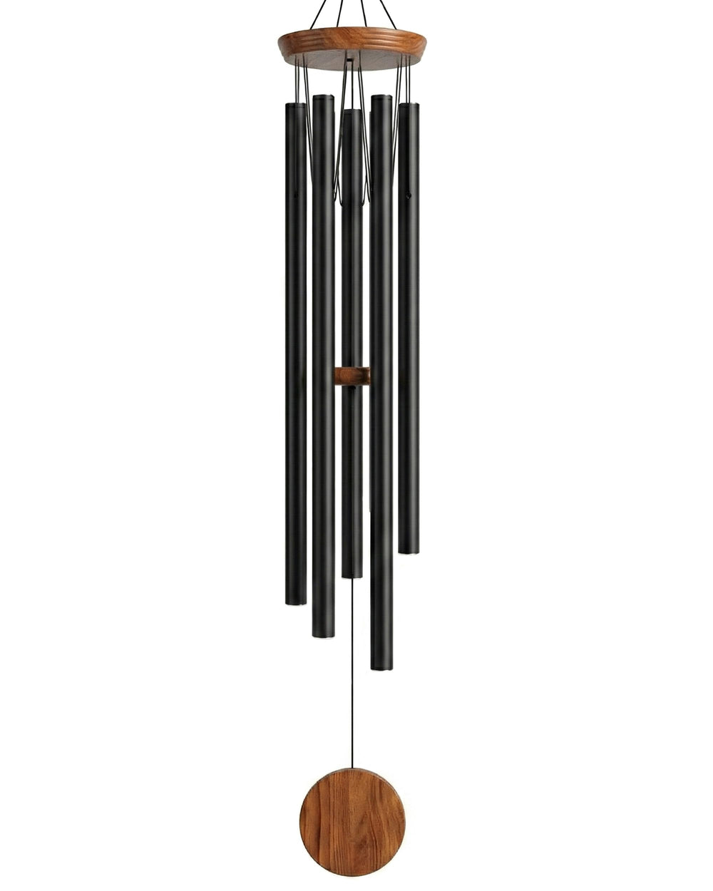 sympathy hearts front view showing full 60-inch wind chime and hanging silhouette