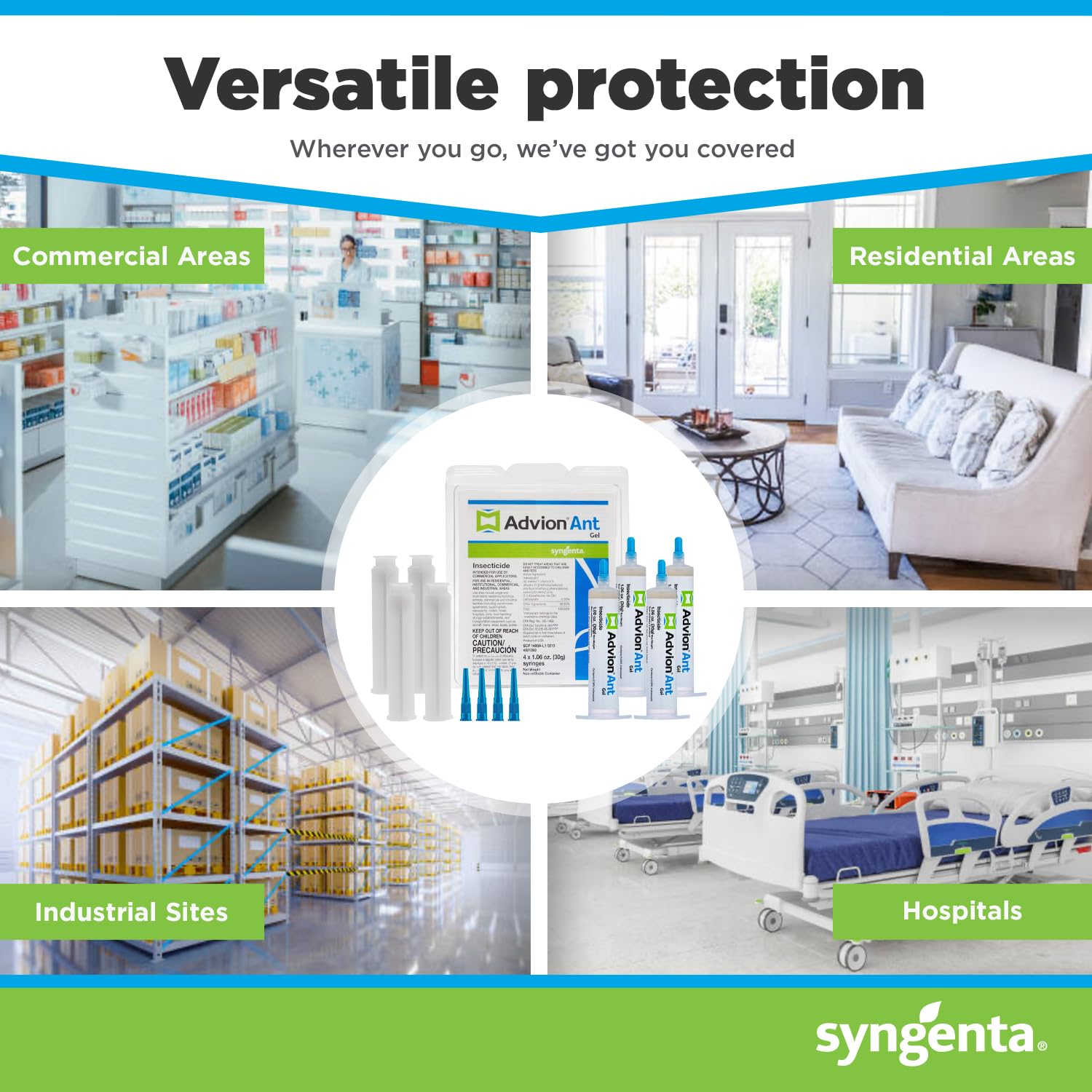 Syngenta Advion Ant Gel 30g syringe next to coin showing compact size