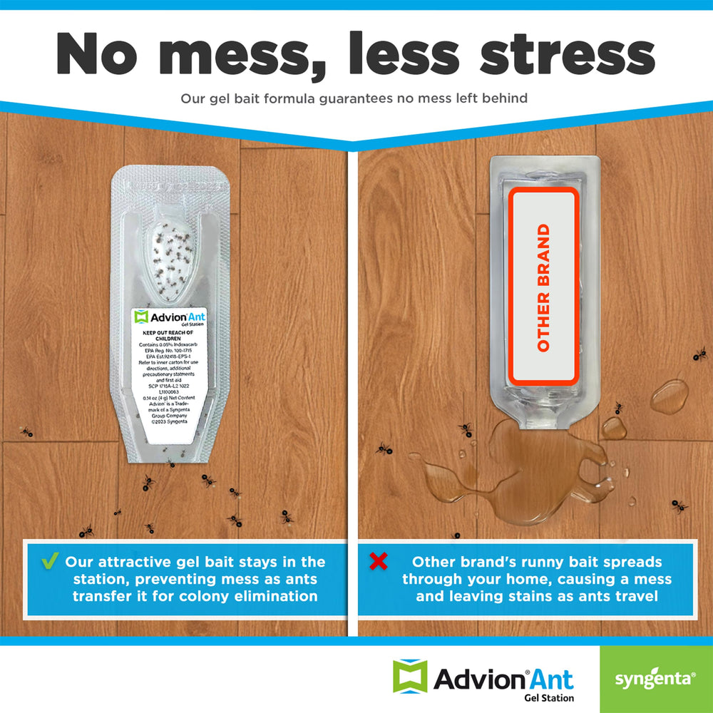 Syngenta Advion station tucked under a sink cabinet showing safe out-of-reach placement benefit