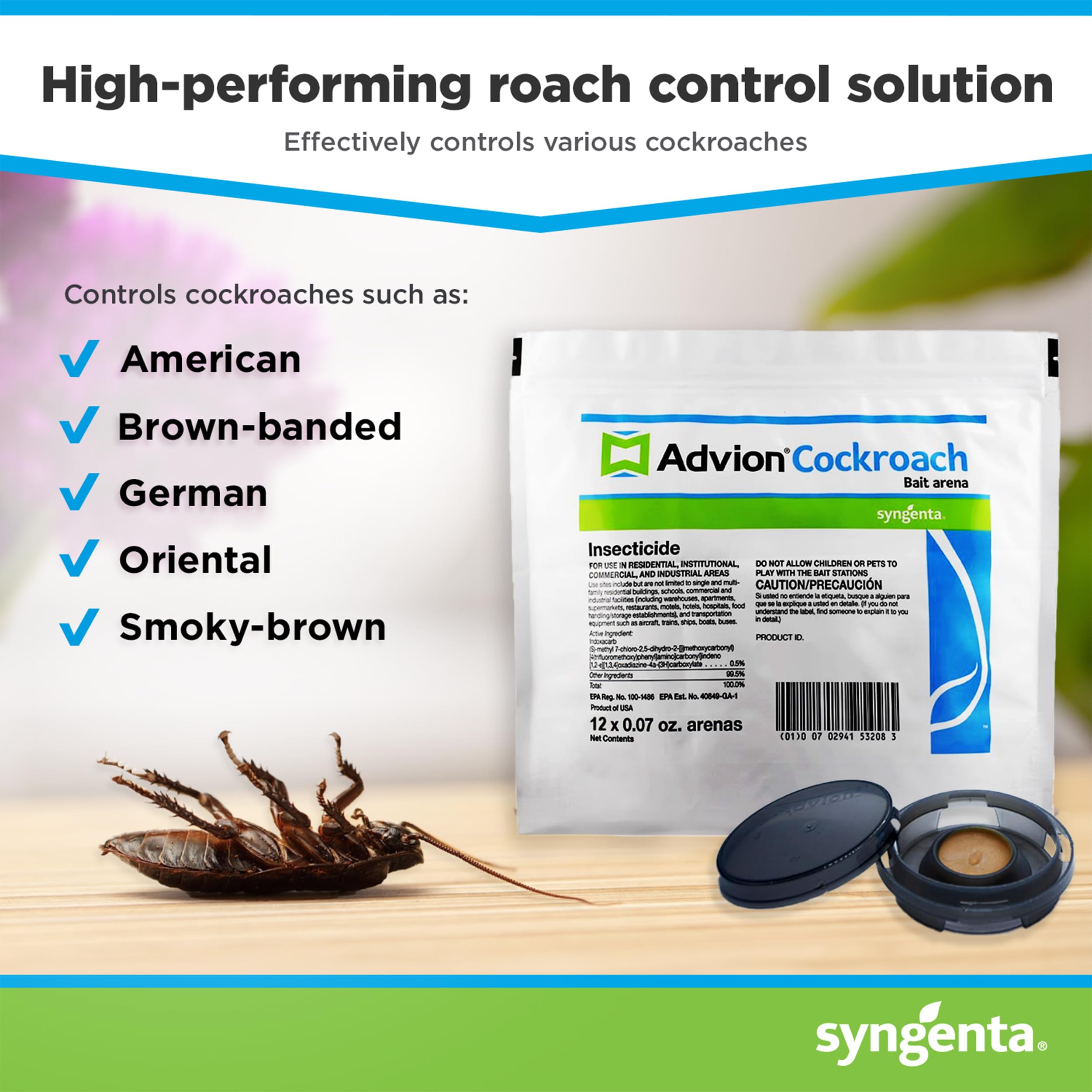Syngenta Advion single bait arena top view highlighting secure plastic cover benefit