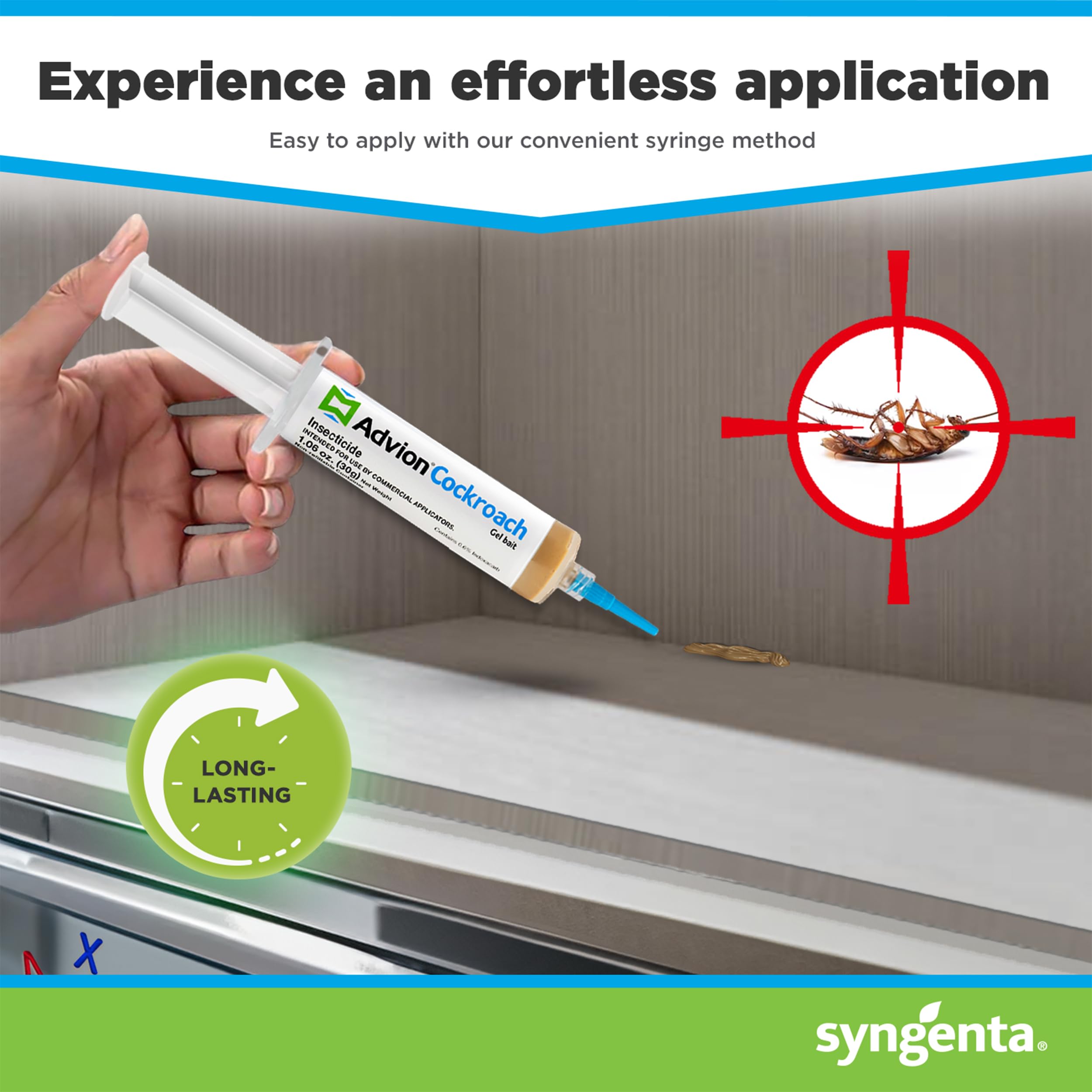 Syngenta Advion gel droplet in crevice illustrating targeted delivery and attraction