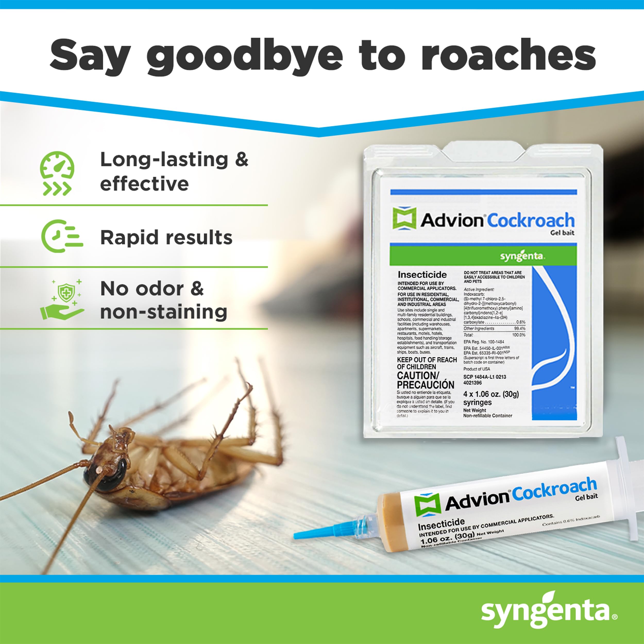 Syngenta Advion tube close-up highlighting precise application and ease