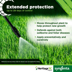 Syngenta Heritage SC applied with spray equipment across turf demonstrating uniform disease protection