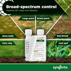 Syngenta Heritage SC label close-up highlighting directions and disease control benefits for turf