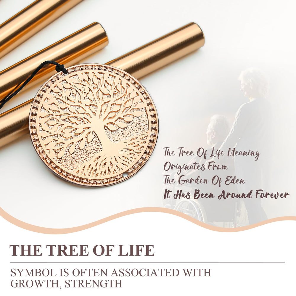 Synhonty wind chimes hung in a garden showing tranquil setting benefit: peaceful outdoor remembrance