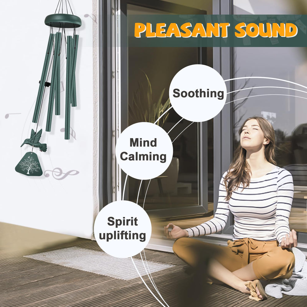 Synhonty wind chimes hanging in a garden to provide peaceful outdoor sound