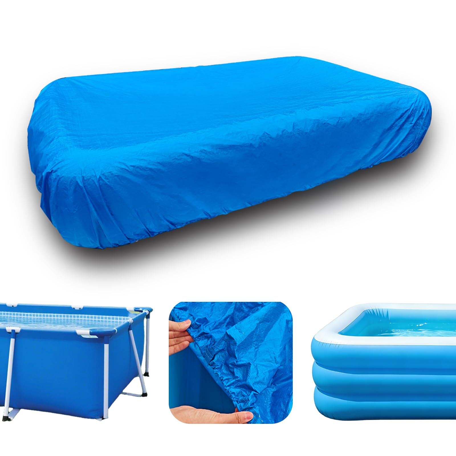 SYPGIHNA front view of rectangular pool cover showing full fit benefit