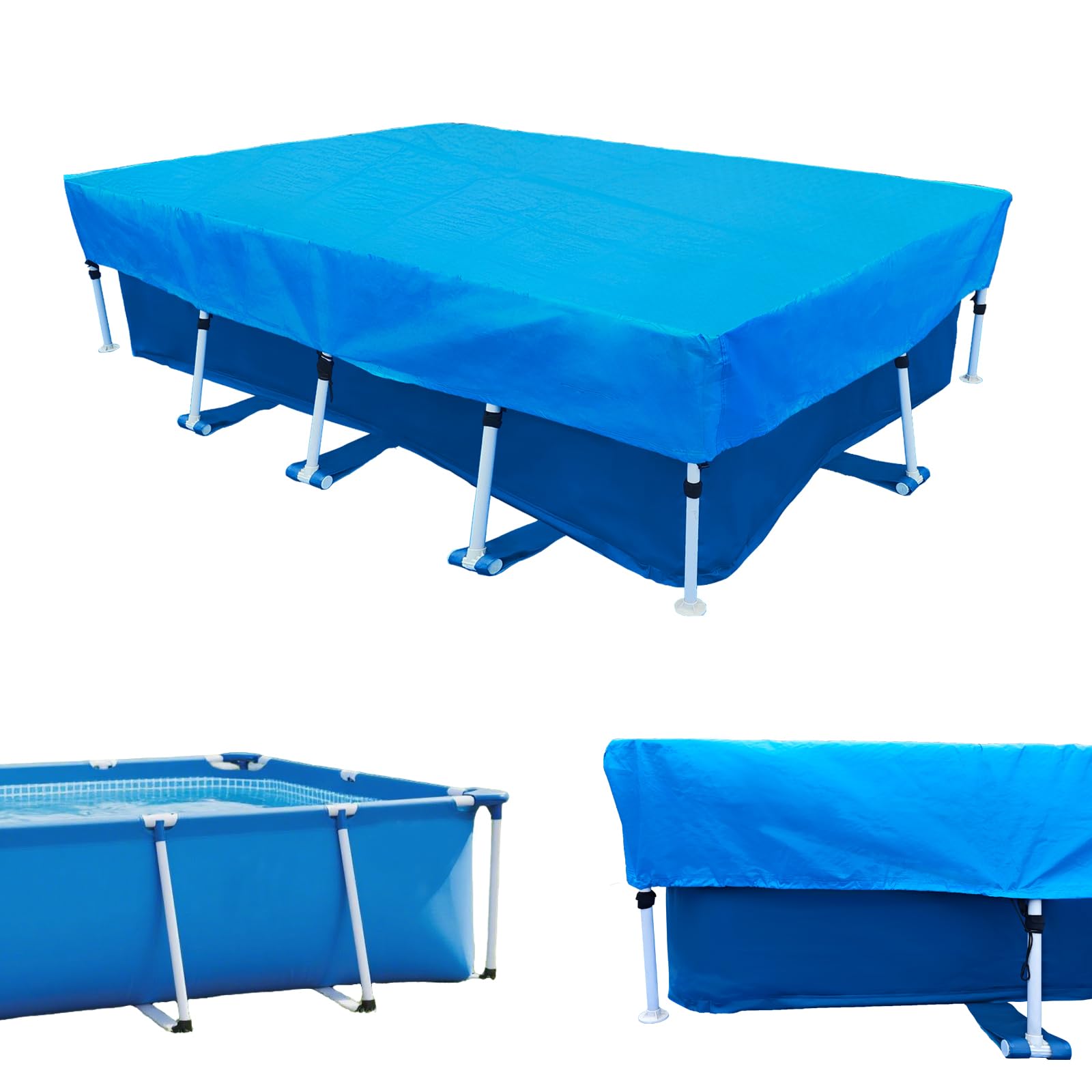 SYPGIHNA front view of rectangular pool cover showing full fit and protection