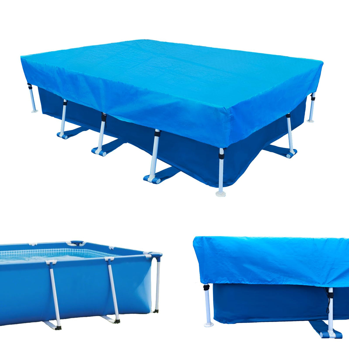 SYPGIHNA front view of rectangular pool cover showing full fit and protection