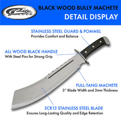 SZCO machete handle detail with textured grip for secure, comfortable control