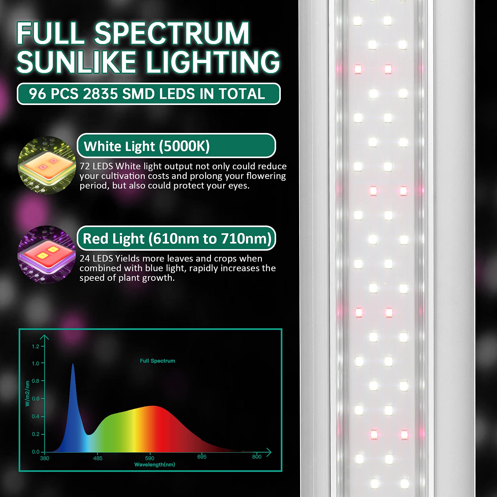 SZHLUX closeup of LED array showing double‑chip LEDs, improving light output