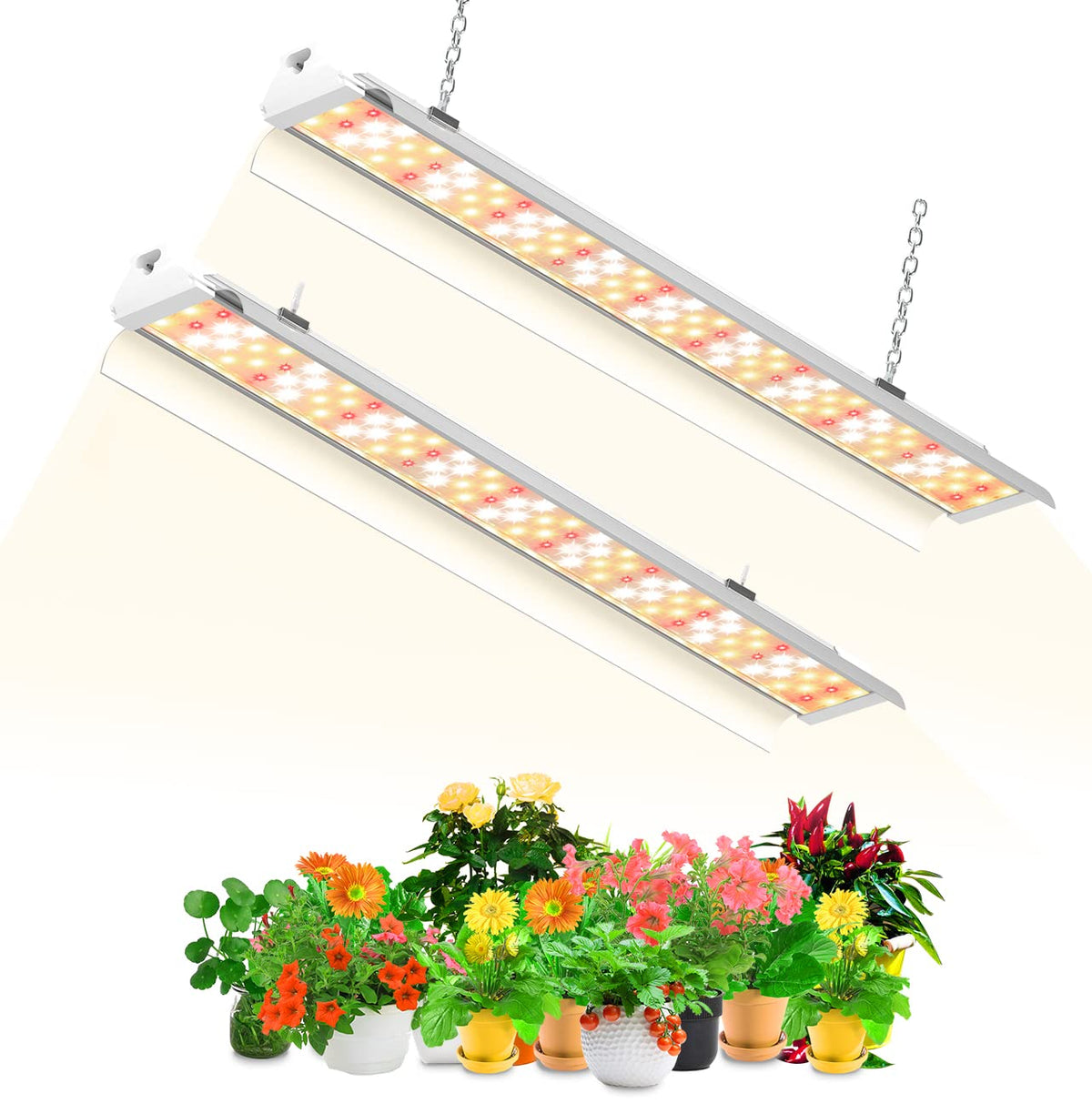 SZHLUX front view of two 2ft grow light strips showing full coverage benefit