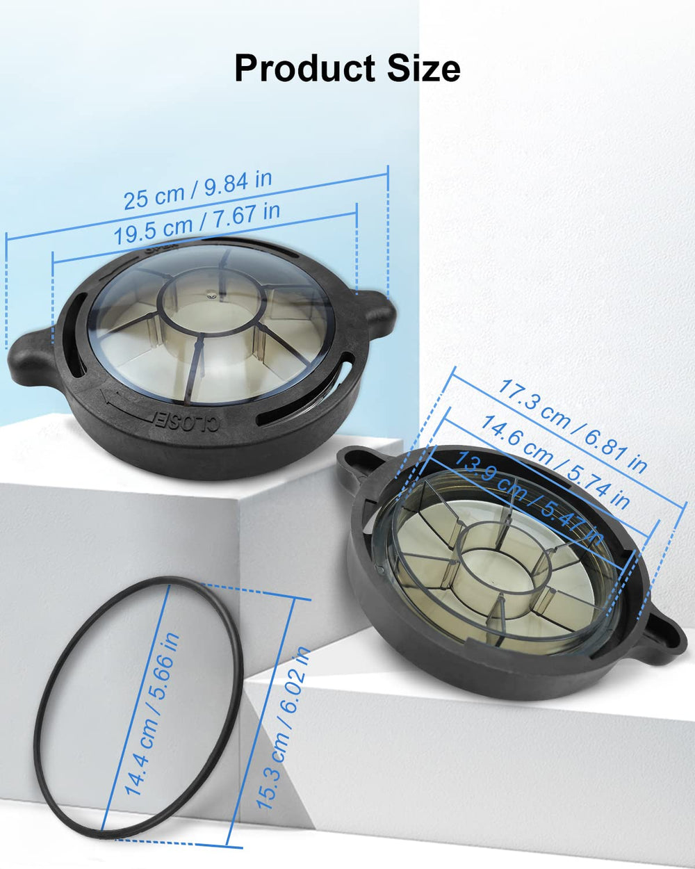 SZRKRLA clear lid on pump revealing basket and simplifying maintenance checks