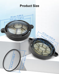 SZRKRLA clear lid on pump revealing basket and simplifying maintenance checks