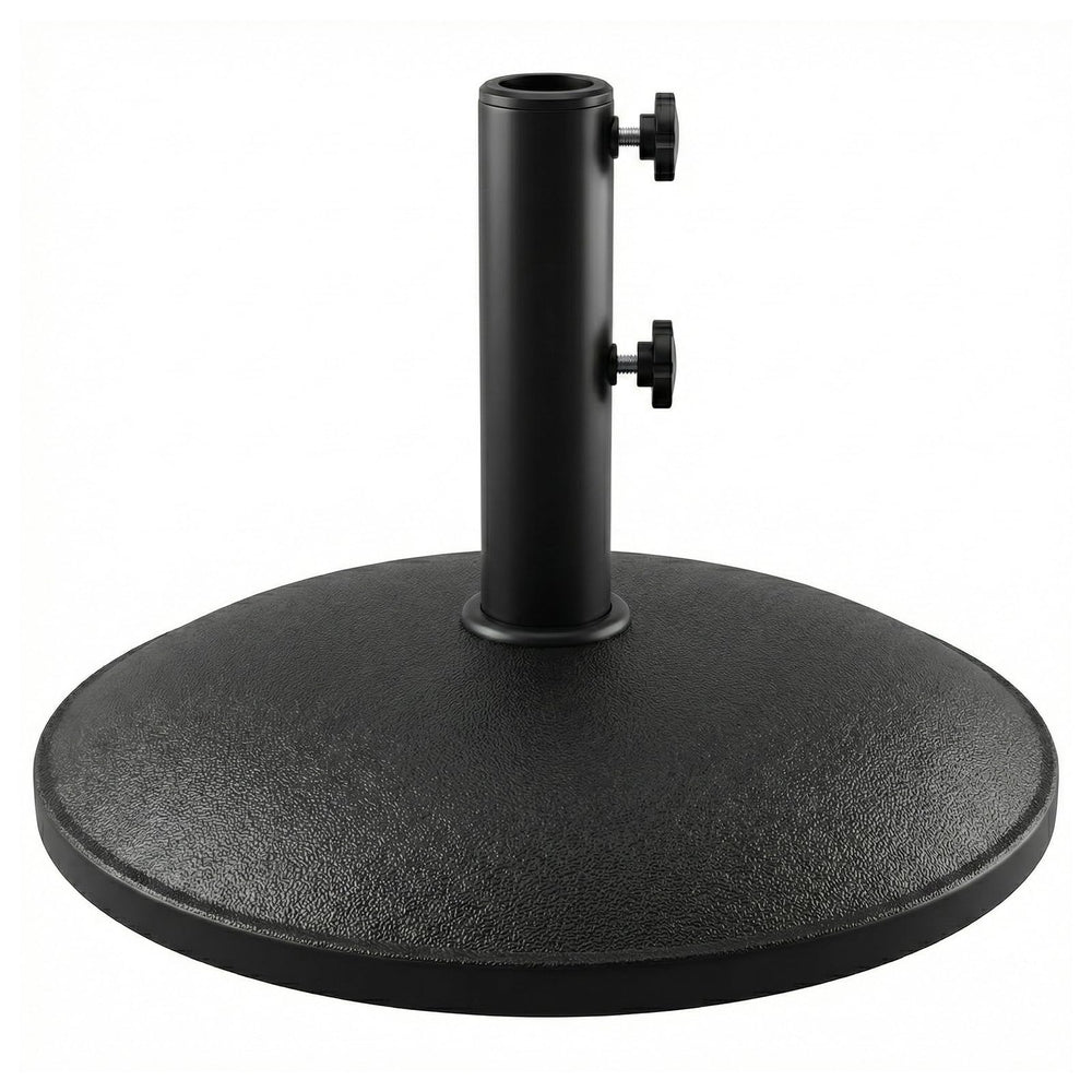 T&Jero front view of black umbrella base showing sturdy design and curb appeal