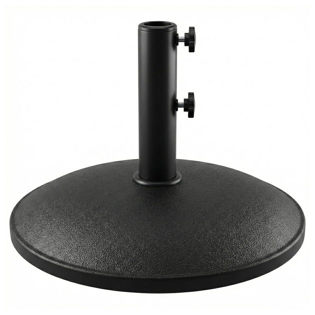 T&Jero front view of black umbrella base showing sturdy design and curb appeal