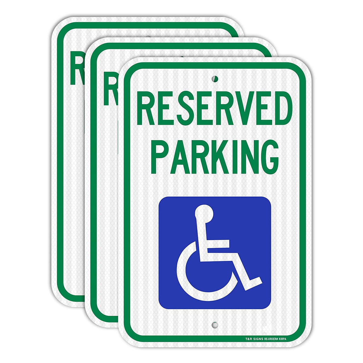 T&R front view reserved parking sign showing clear graphics and improved visibility