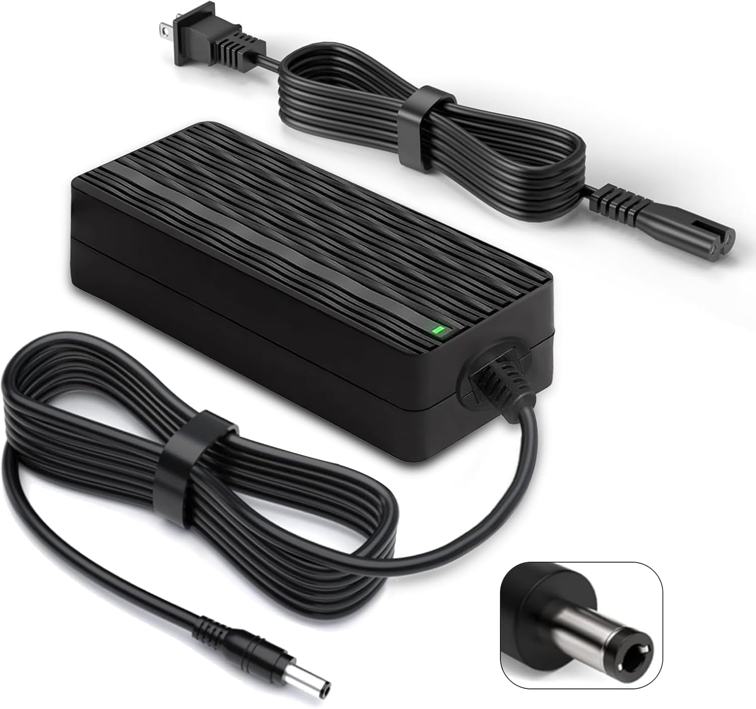T POWER barrel connector close-up showing precise fit and compatibility