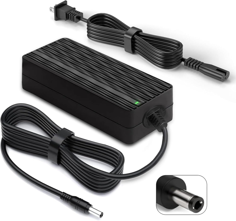 T POWER barrel connector close-up showing precise fit and compatibility