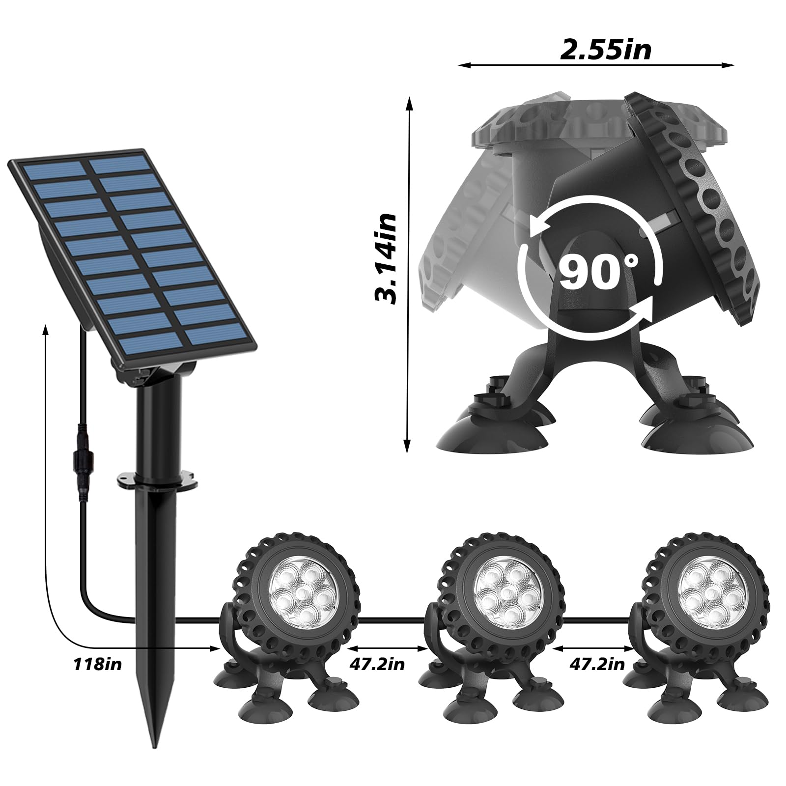 T-SUN unpacked contents displayed to show included lights, panel, and accessories