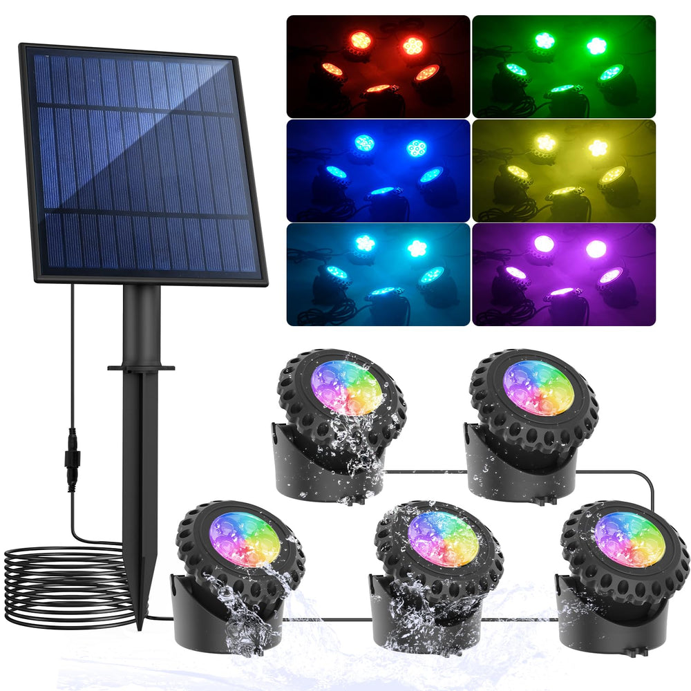 T-SUN front view of pond light showing sleek housing and LEDs, brightens water features