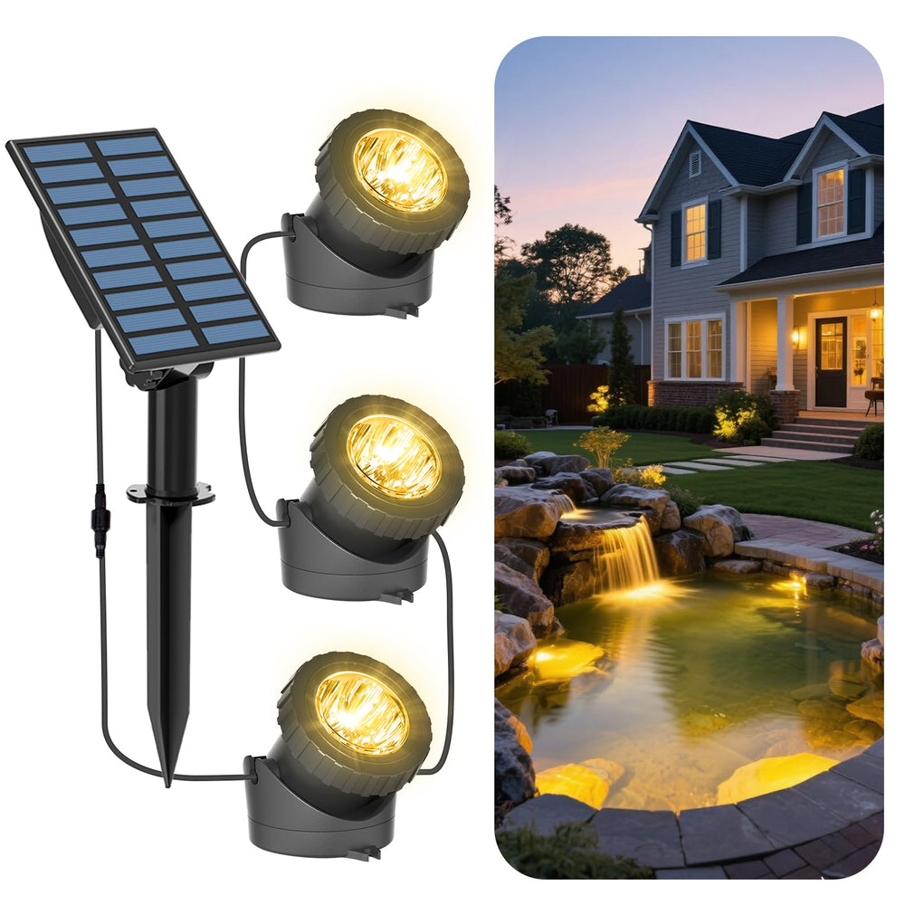 T-SUN front view showing compact submersible light and clear benefit of waterproof durability