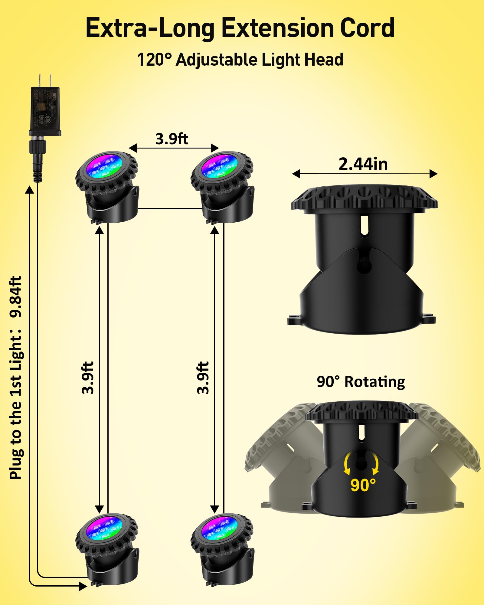 T-SUN close-up of six LED beads highlighting powerful luminous output