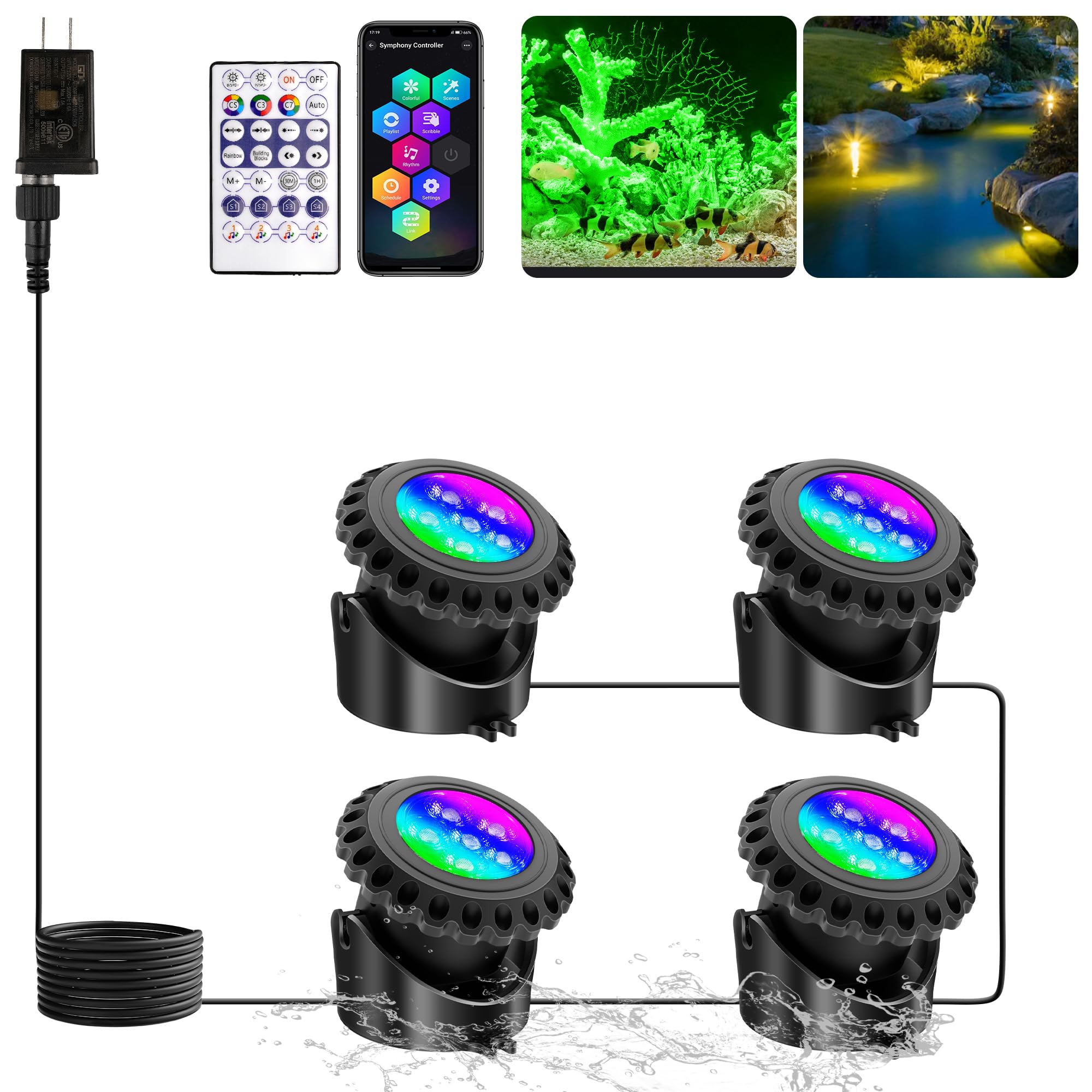 T-SUN pond light front view showing compact design and bright coverage