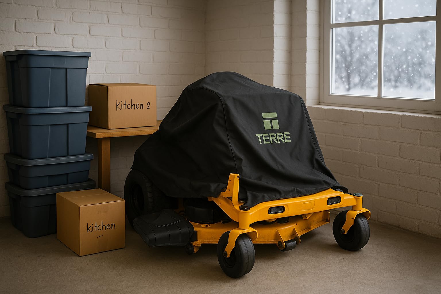 T TERRE cover folded in storage bag for compact, organized storage benefit