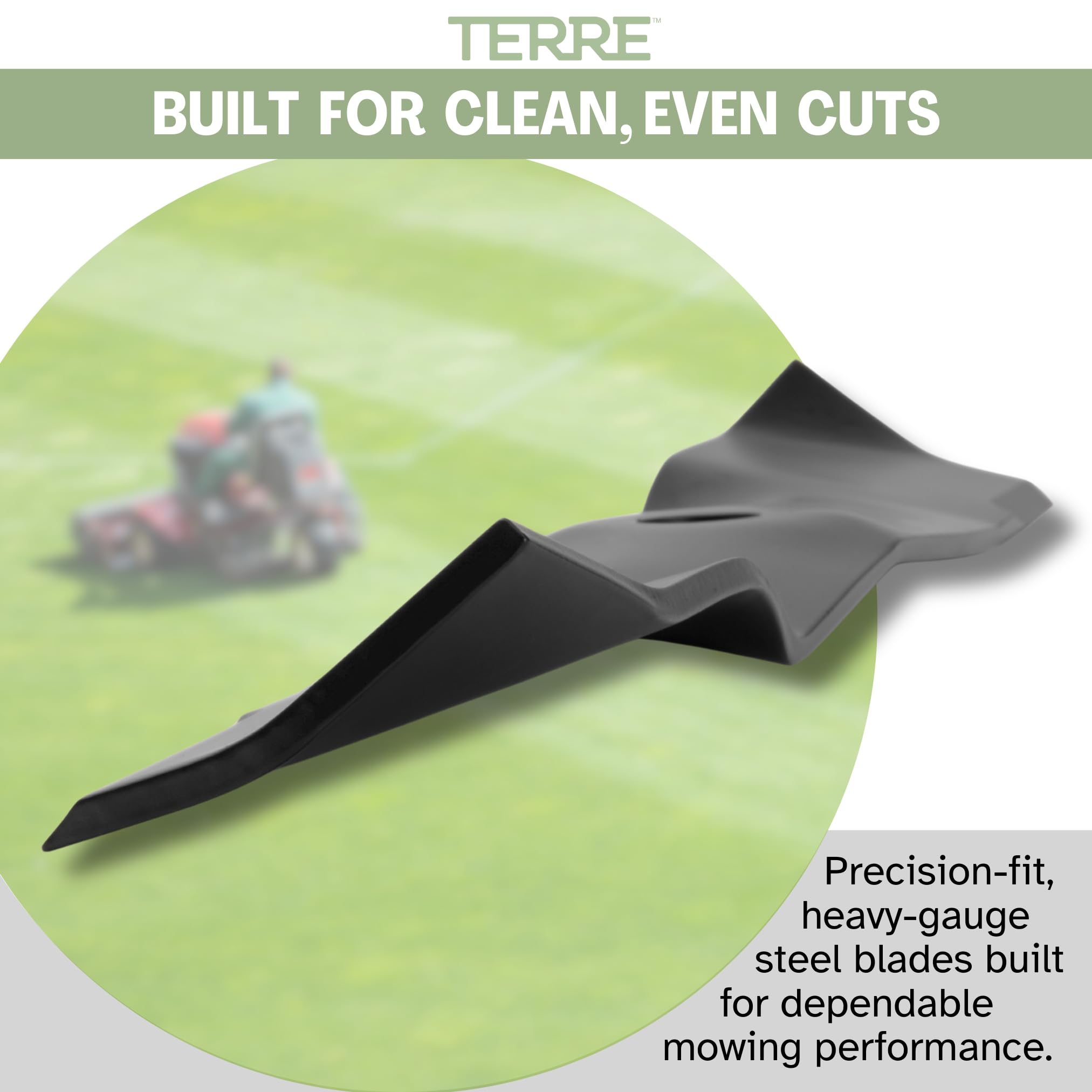 T TERRE cut grass swath demonstrating even, clean cutting result