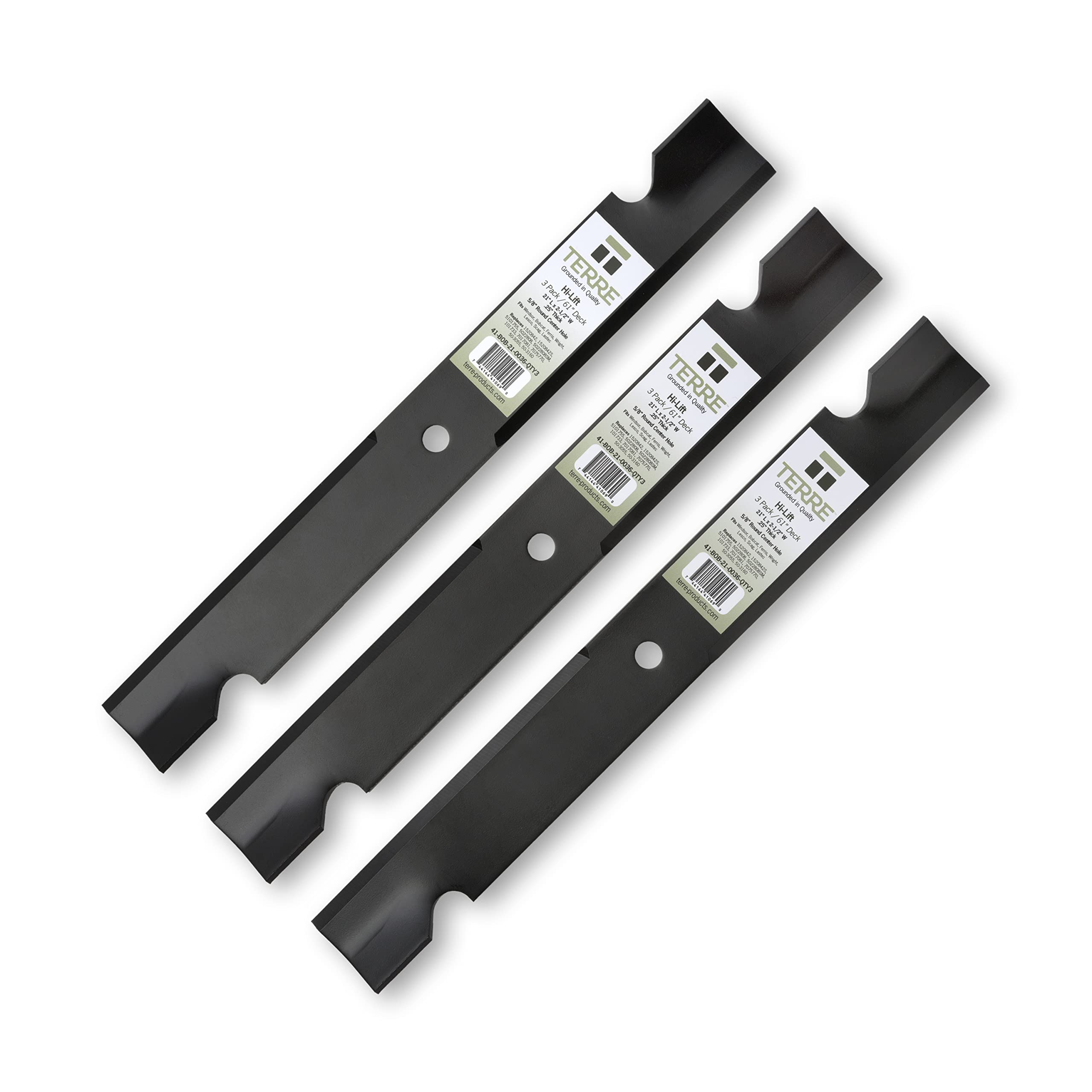 T TERRE front view of three 61-inch blades showing full set and packaging benefits