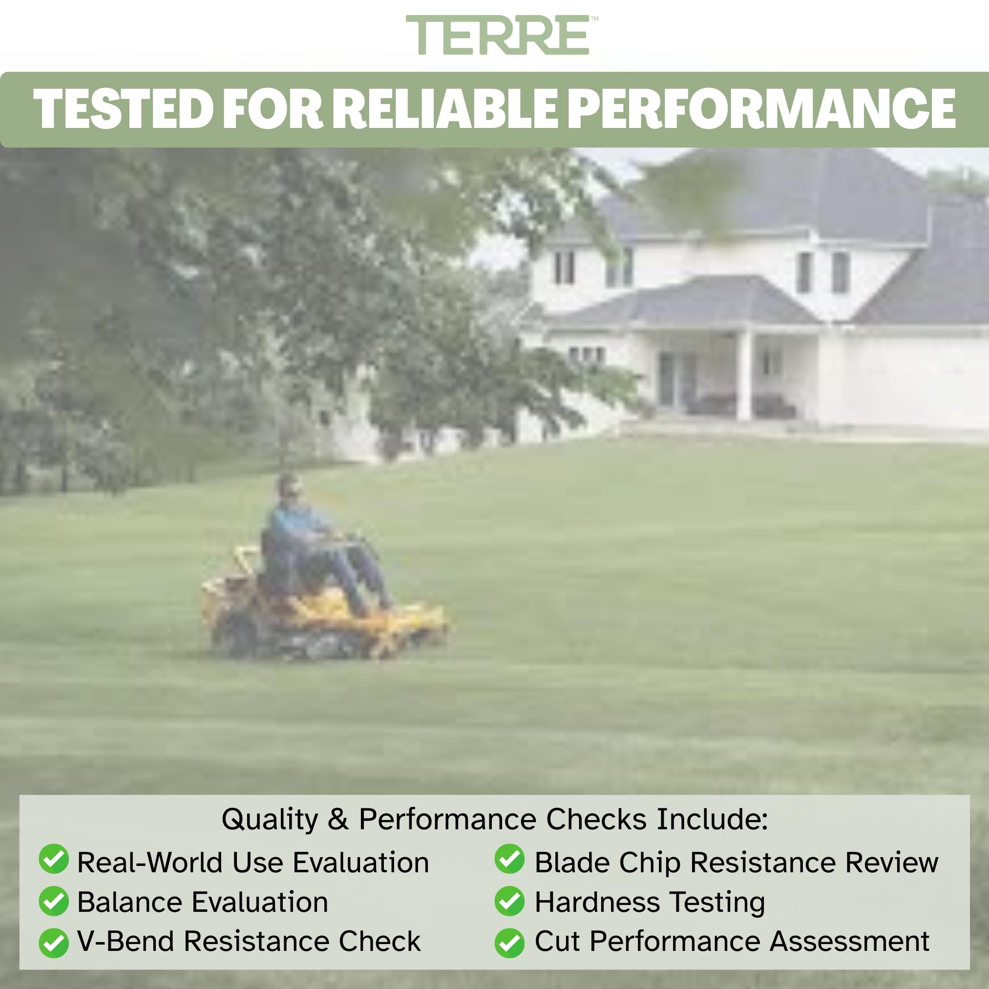 T TERRE blade in action with clippings being pulled into the mower bag