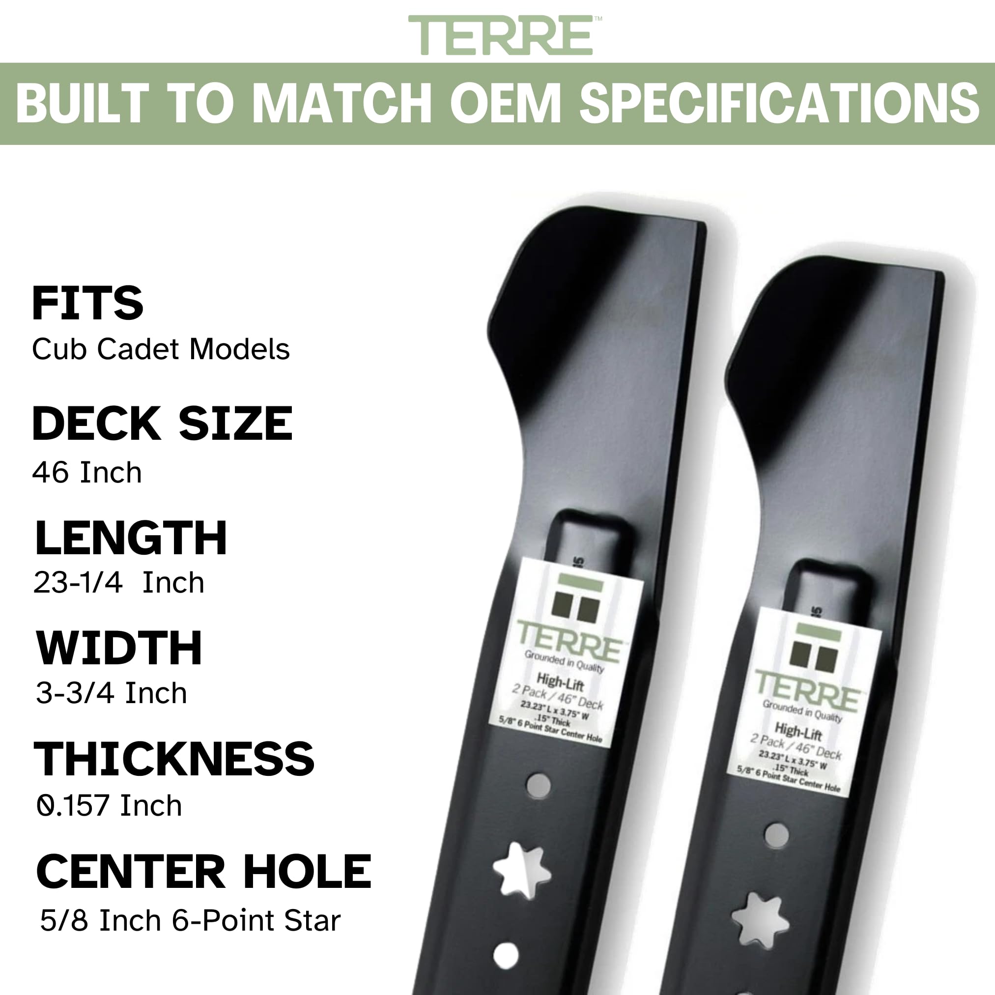 T TERRE blades next to a hand showing scale and easy handling during install
