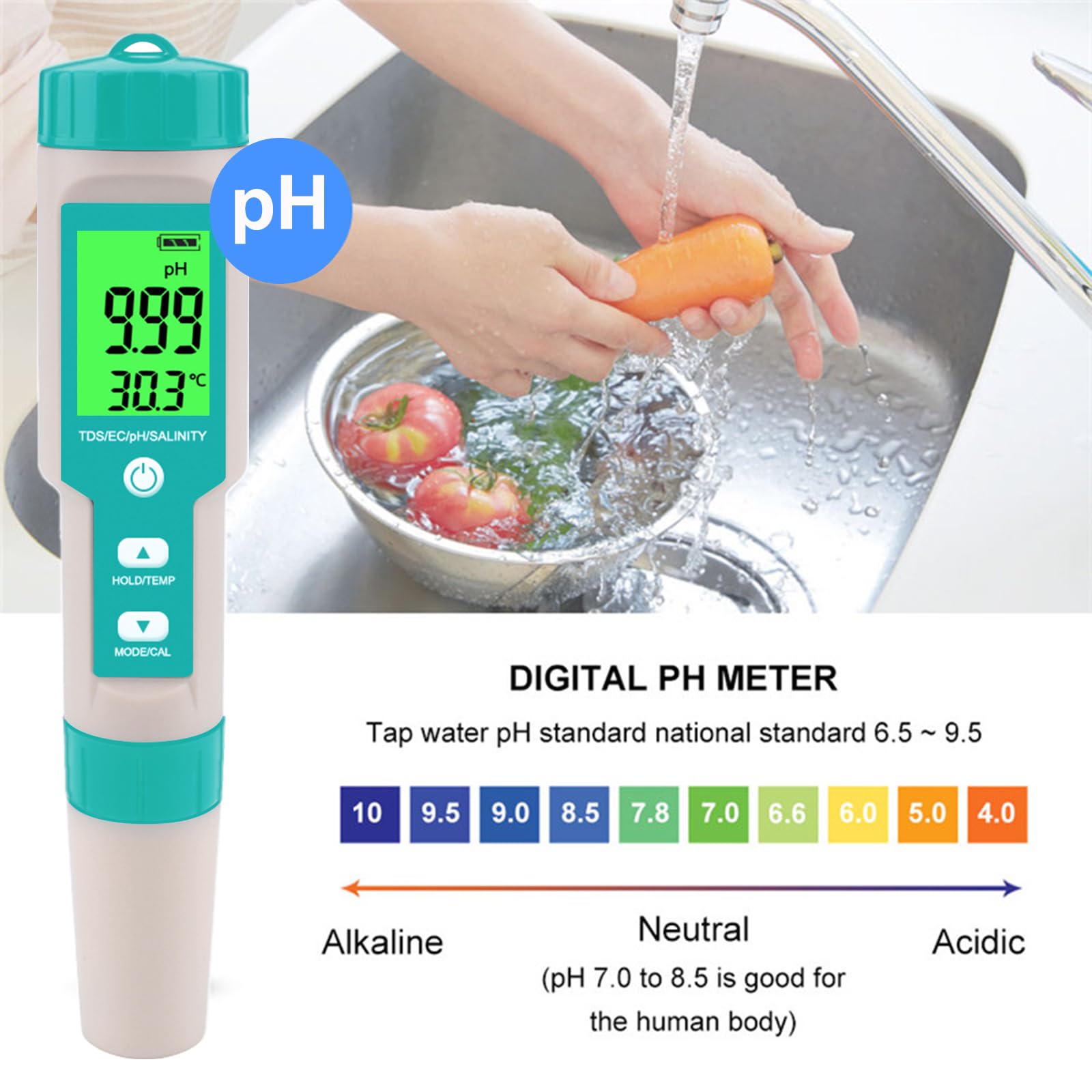 T TESTRUST being used poolside to measure salt levels for convenient on-the-spot checks