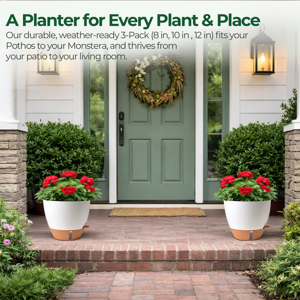 T4U balcony styling with white planters showing outdoor-ready, cohesive look