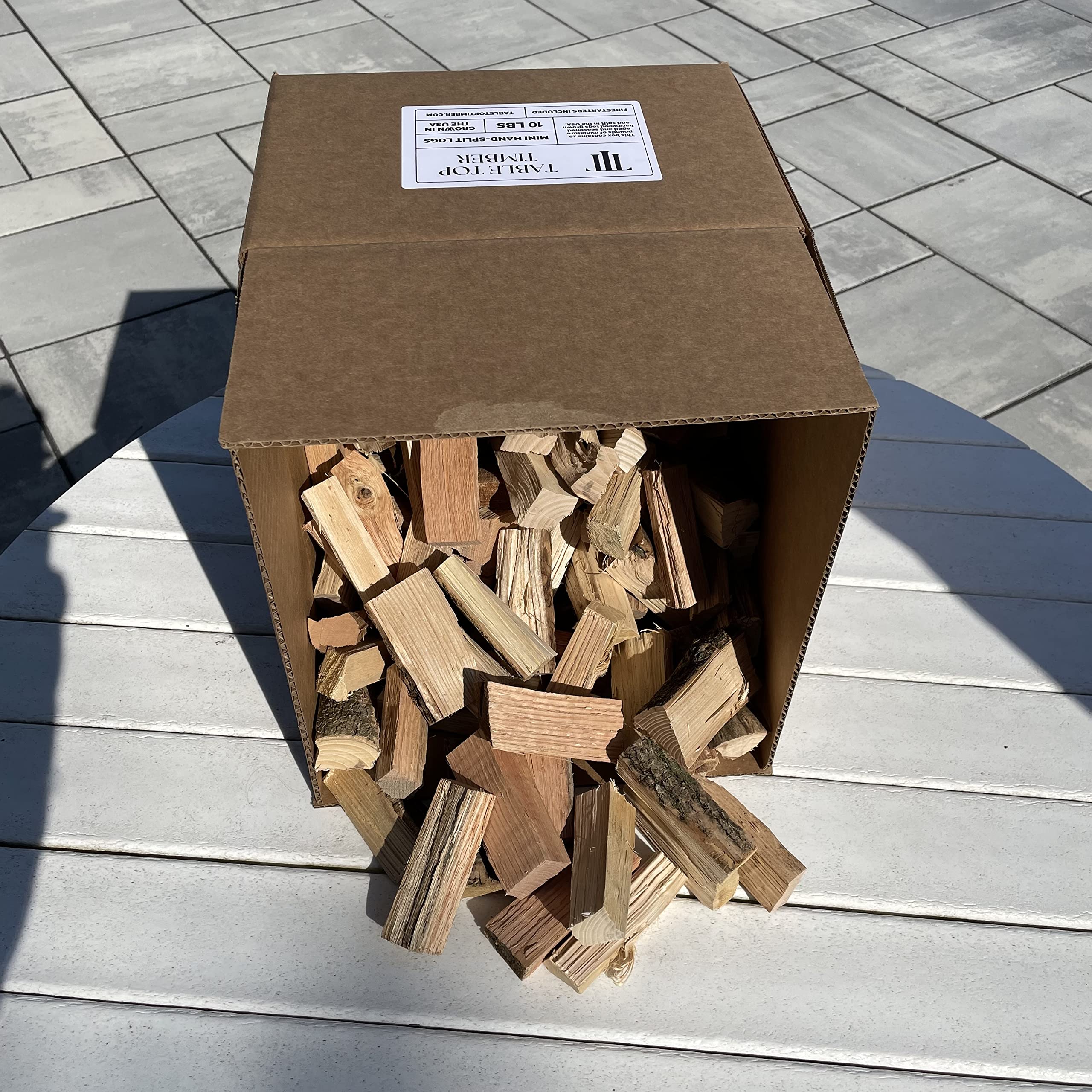 Table Top Timber mini logs burning in a Solo Stove Mesa, demonstrating compact, steady flames