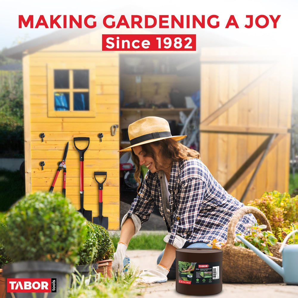 TABOR TOOLS being cut and placed in soil showing simple do-it-yourself installation