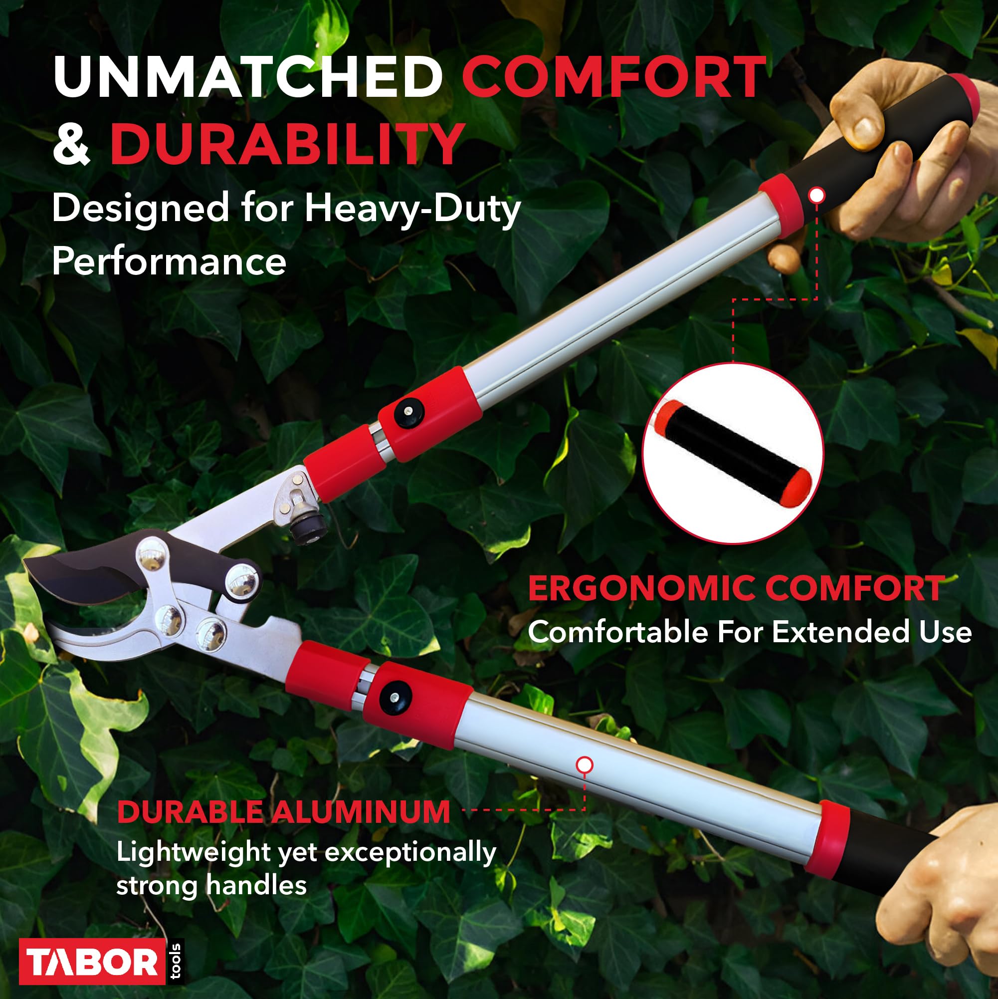 TABOR TOOLS extended lopper cutting high branch for safer pruning