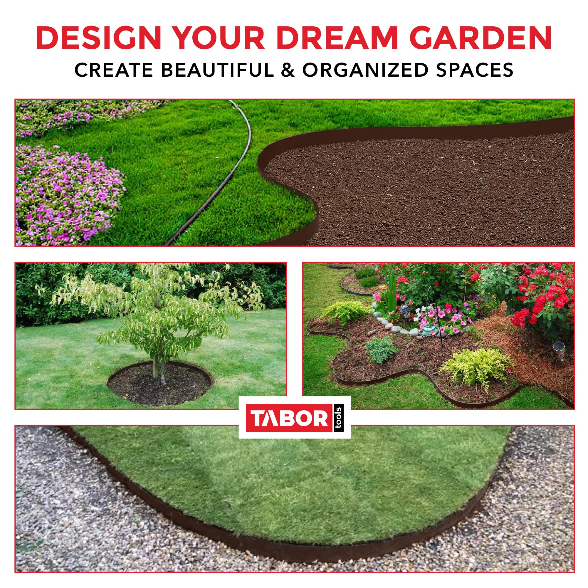 TABOR TOOLS 5-inch height compared to ruler illustrating effective grass root barrier